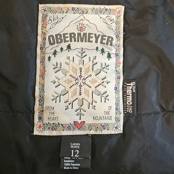 Vintage Obermeyer Geneva Embroidered Suede Trim Belted Ski Jacket 12P - Picture 13 of 14